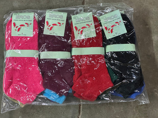 12-Pack Women's Ankle Terry Socks With Grips
