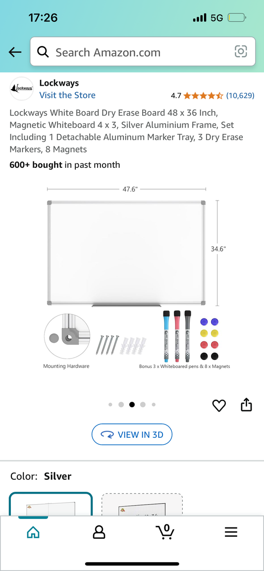 White Dry Erase Board 48"x36" (O414)
