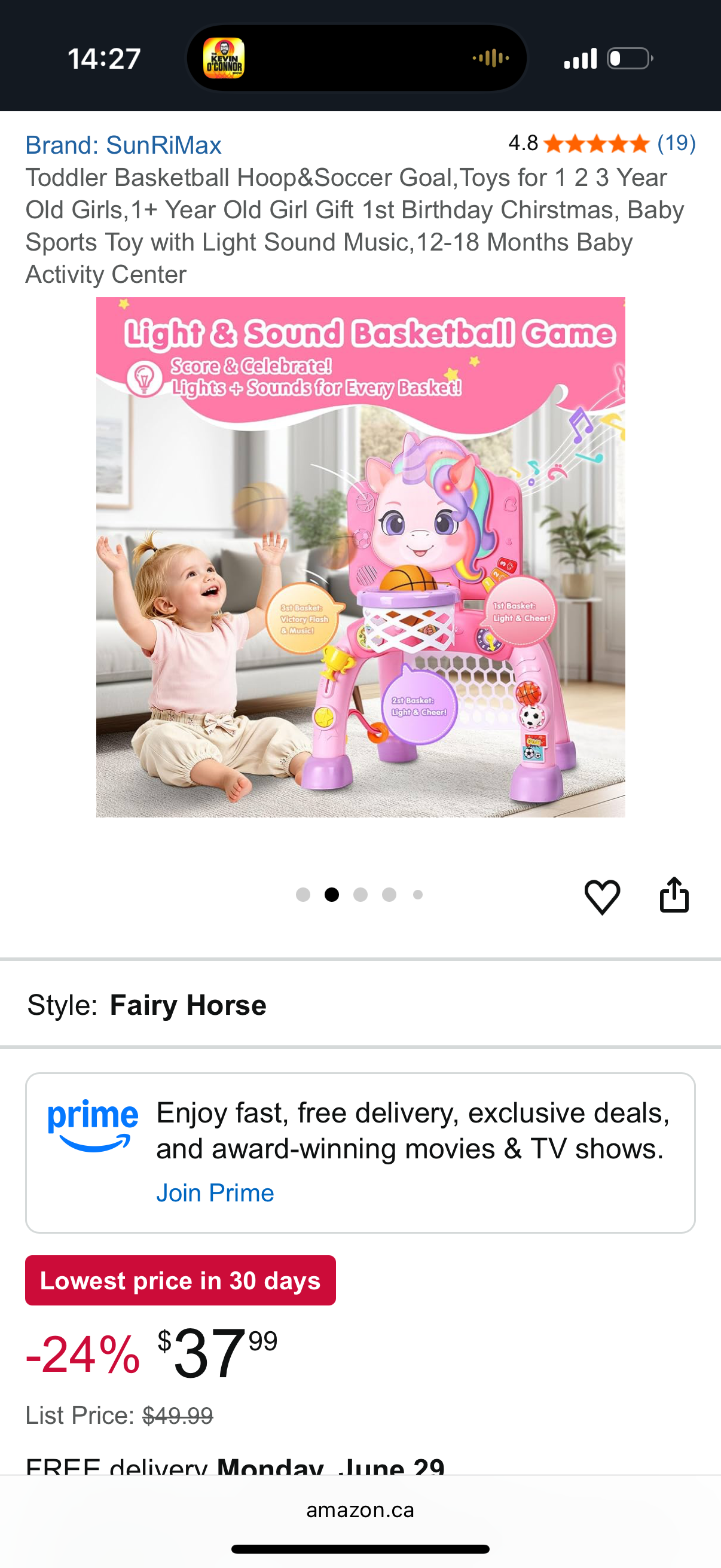 Toddler Basketball Hoop&Soccer Goal, Toys for 1 2 3 Year Old Girls, 1+ Year Old Girl Gift 1st Birthday Chirstmas, Baby Sports Toy with Light Sound Music, 12-18 Months Baby Activity Center