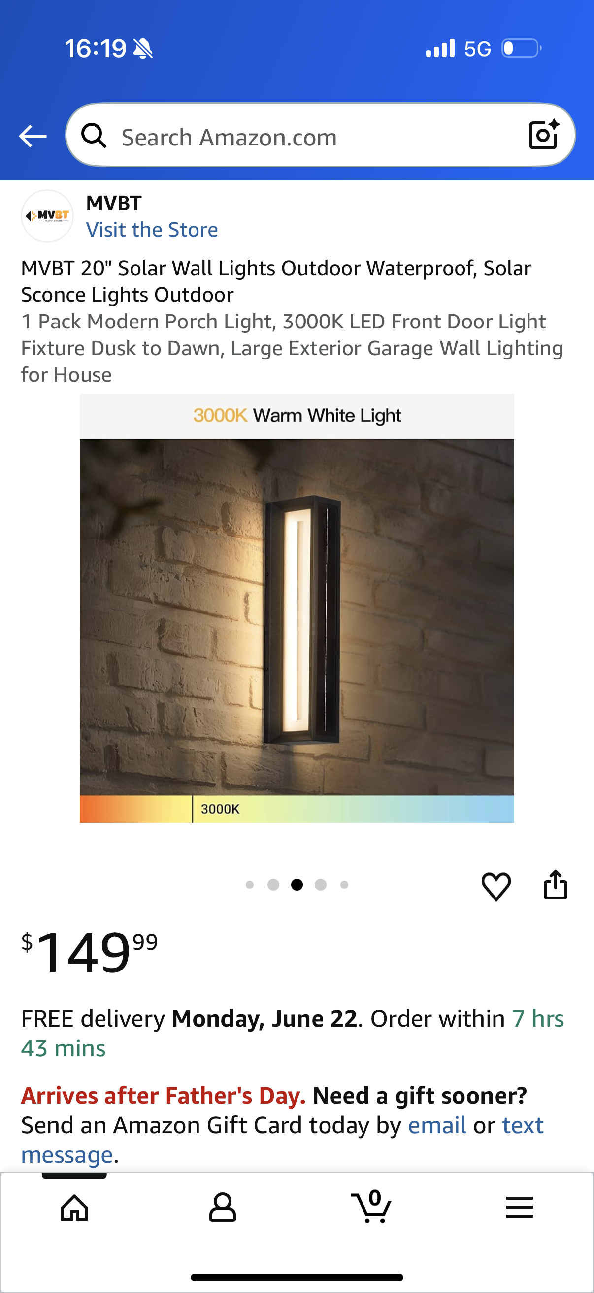 MVBT 20" Solar Wall Lights Outdoor Waterproof, Solar Sconce Lights Outdoor