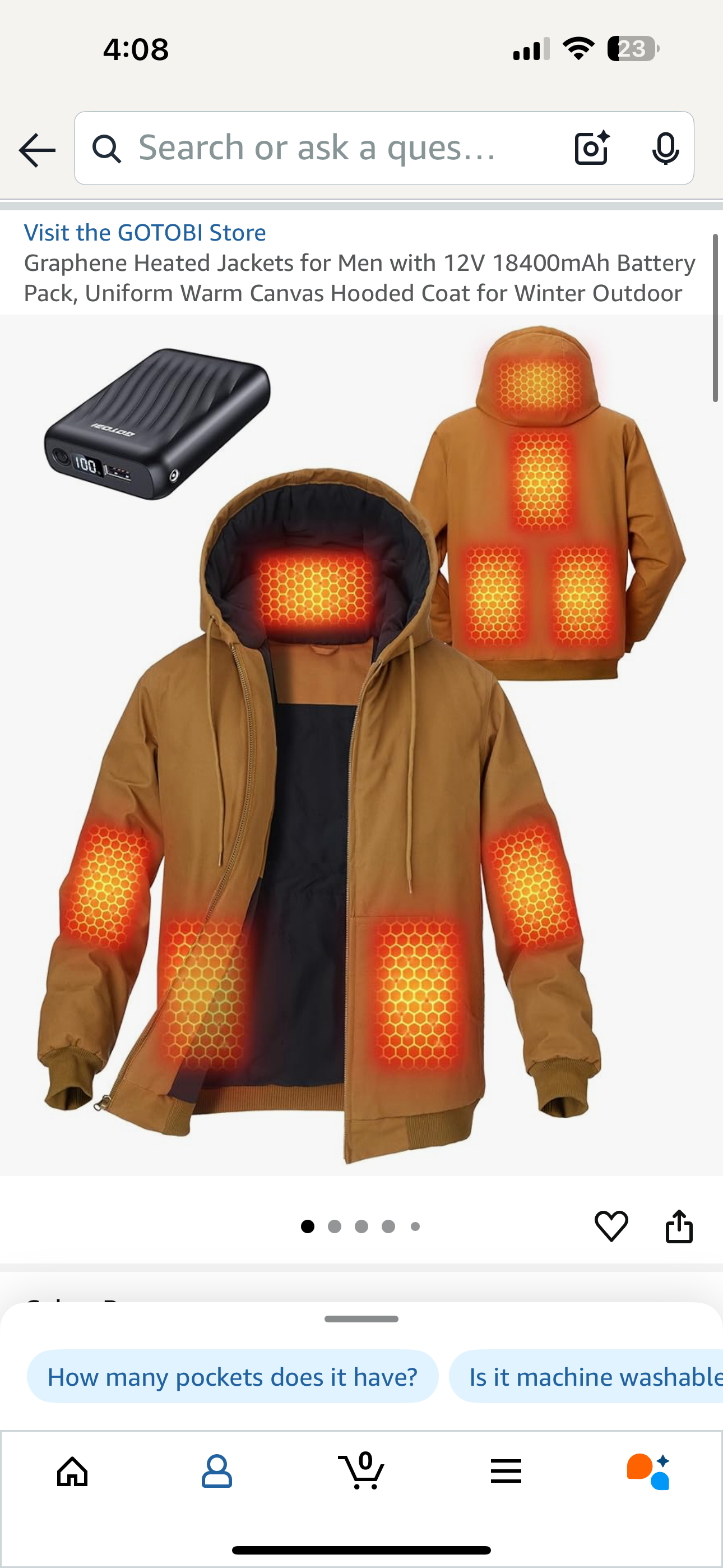 Graphene Heated Jackets for Men with 12V 18400mAh Battery Pack, Uniform Warm Canvas Hooded Coat for Winter Outdoor (Size Large)