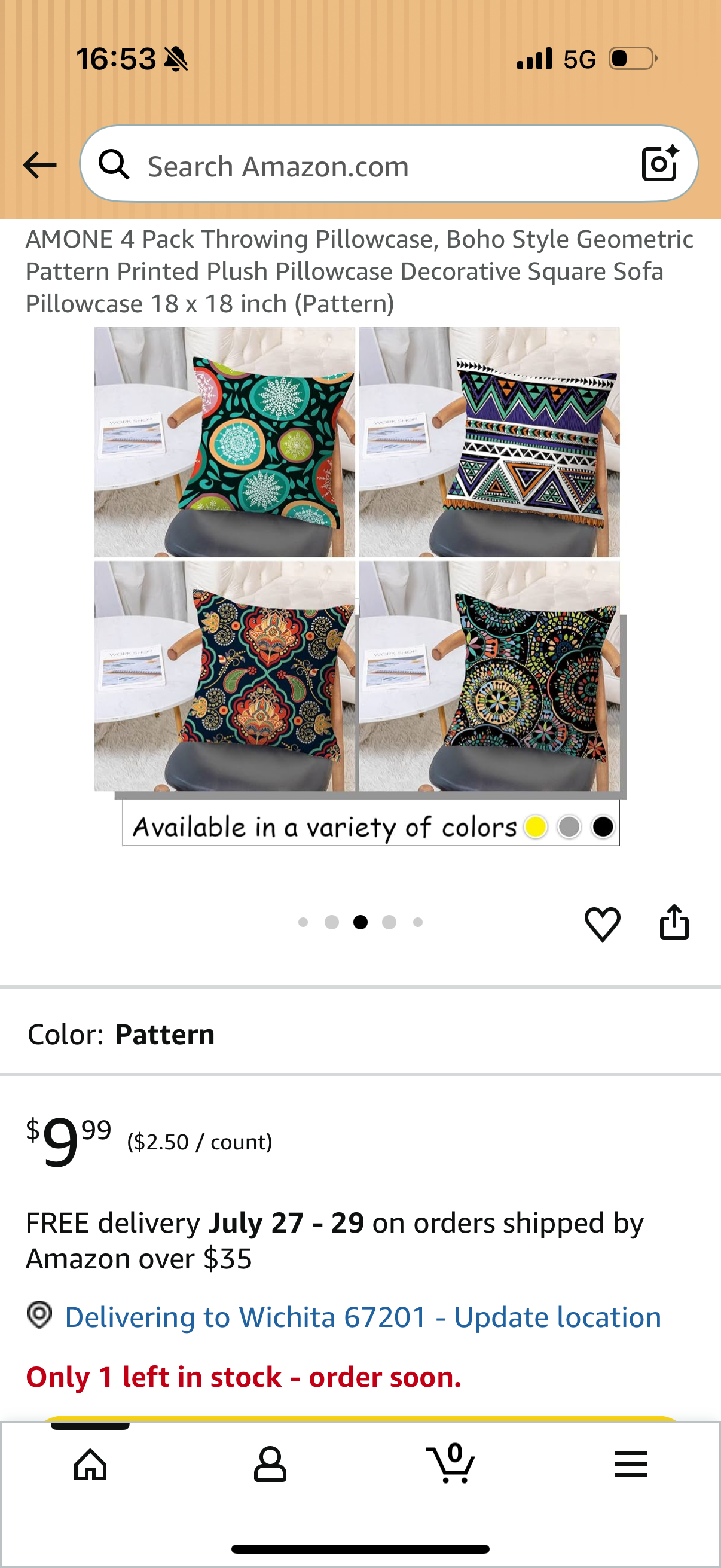 4 Pack Throwing Pillowcase, Boho Style Geometric Pattern Printed Plush Pillowcase Decorative Square Sofa Pillowcase 18 x 18 inch