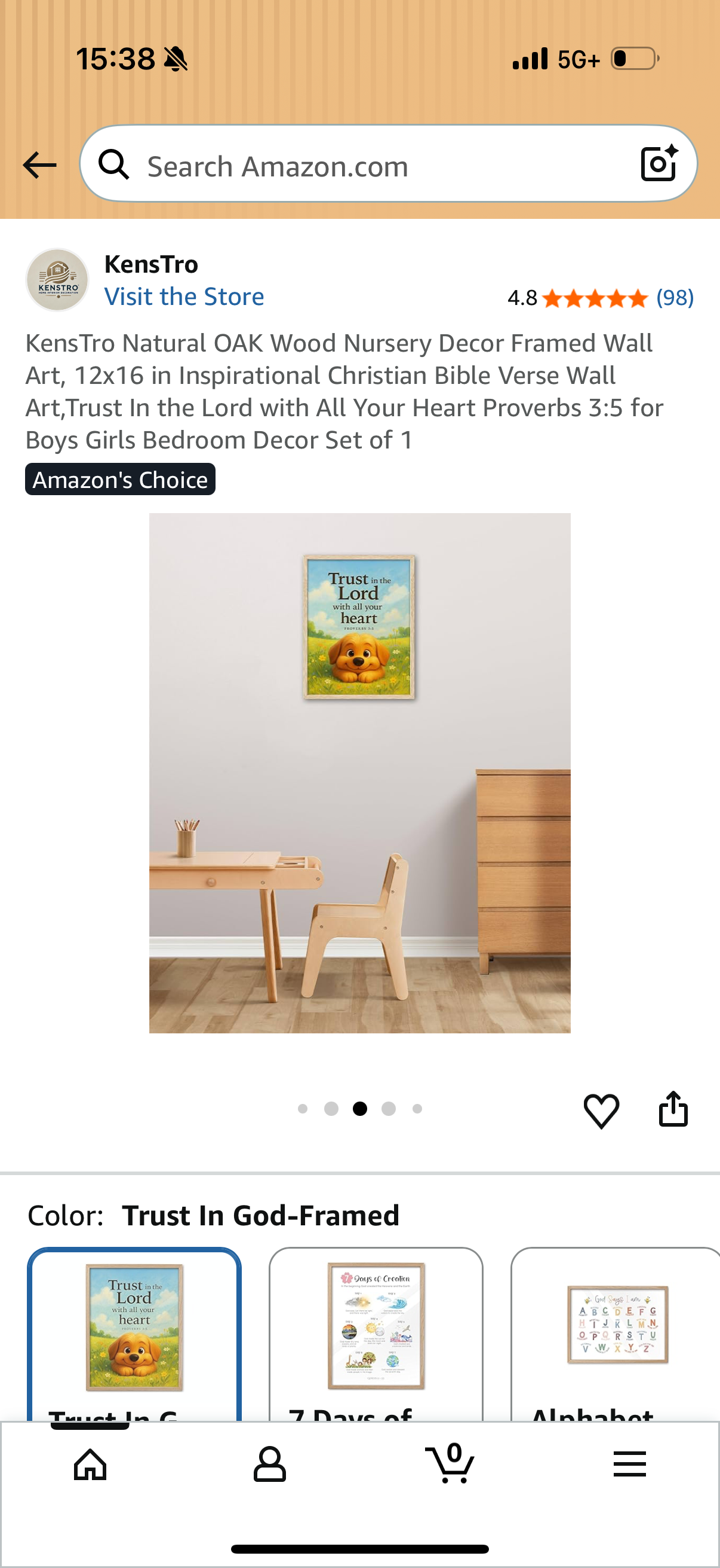 KensTro Natural OAK Wood Nursery Decor Framed Wall Art, 12x16 in Inspirational Christian Bible Verse Wall Art,Trust In the Lord with All Your Heart Proverbs 3:5 for Boys Girls Bedroom Decor Set of 1