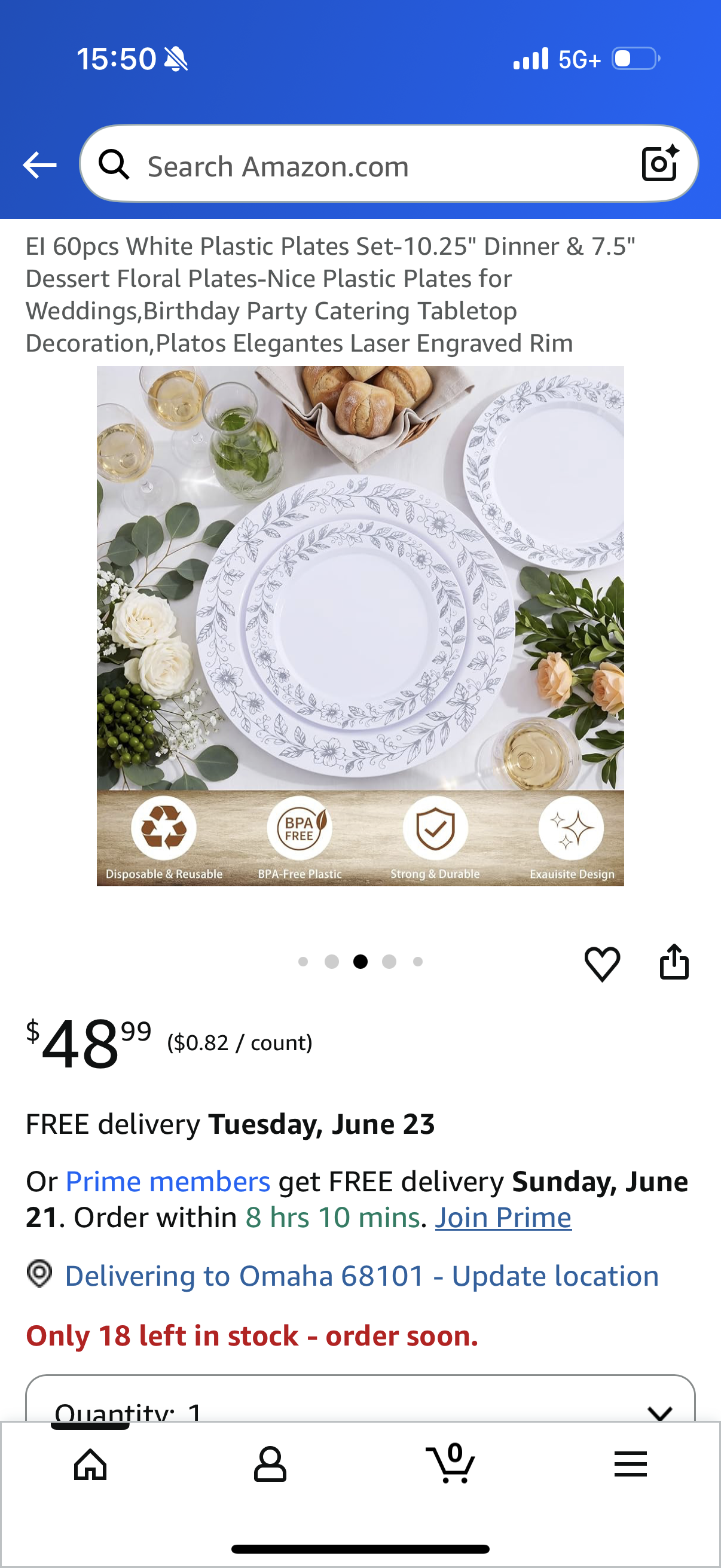 60pcs White Plastic Plates Set-10.25" Dinner & 7.5" Dessert Floral Plates-Nice Plastic Plates for Weddings,Birthday Party Catering Tabletop Decoration,Platos Elegantes Laser Engraved Rim