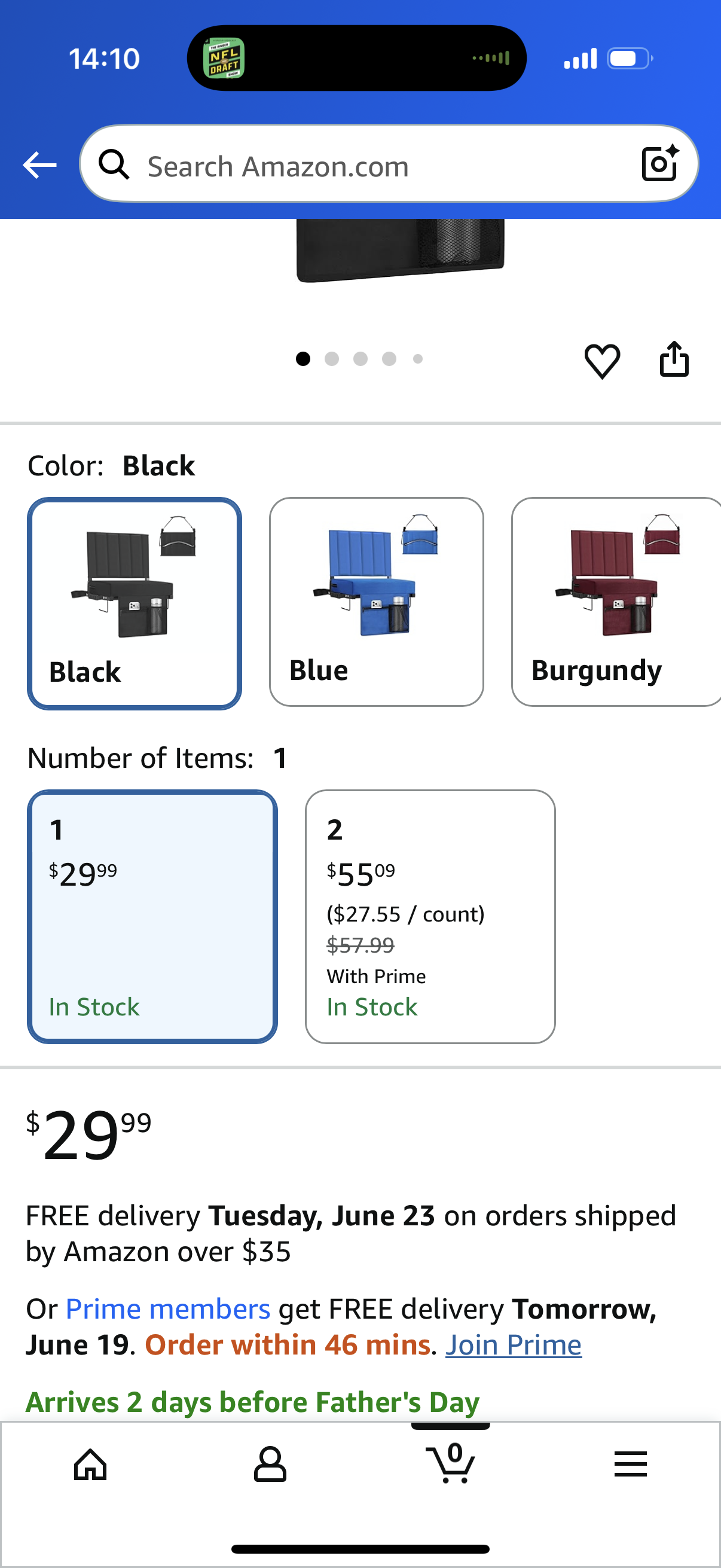 Stadium Seat for Bleachers with Back Support, Portable Bleacher Seat with Wide Comfy Padded Cushion, Metal Hook, Folding Stadium Chair with Shoulder Strap, Carry Handle, Cup Holder, Black
