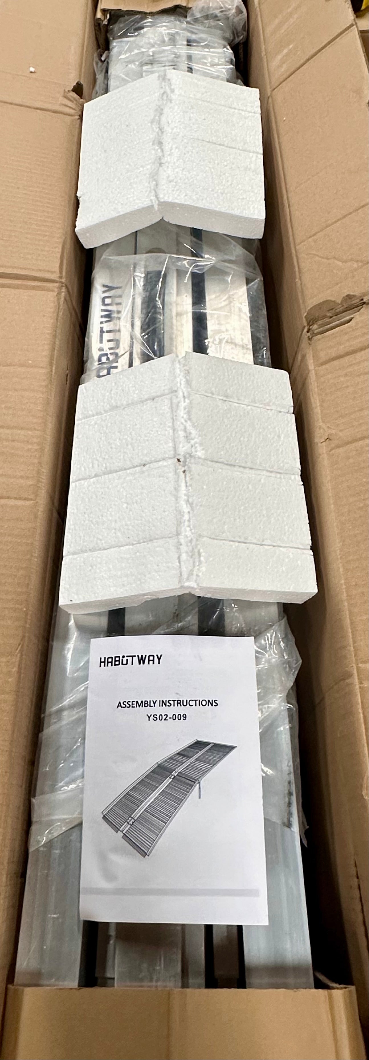 HABUTWAY 10ft Wheelchair Ramp, Portable Wheelchair Ramp with Support Legs, Double Non-Skid Ramps, Holds Up to 800Lbs, Threshold Ramps for Home,Stairs, Curbs, Steps, Doorway (R787)