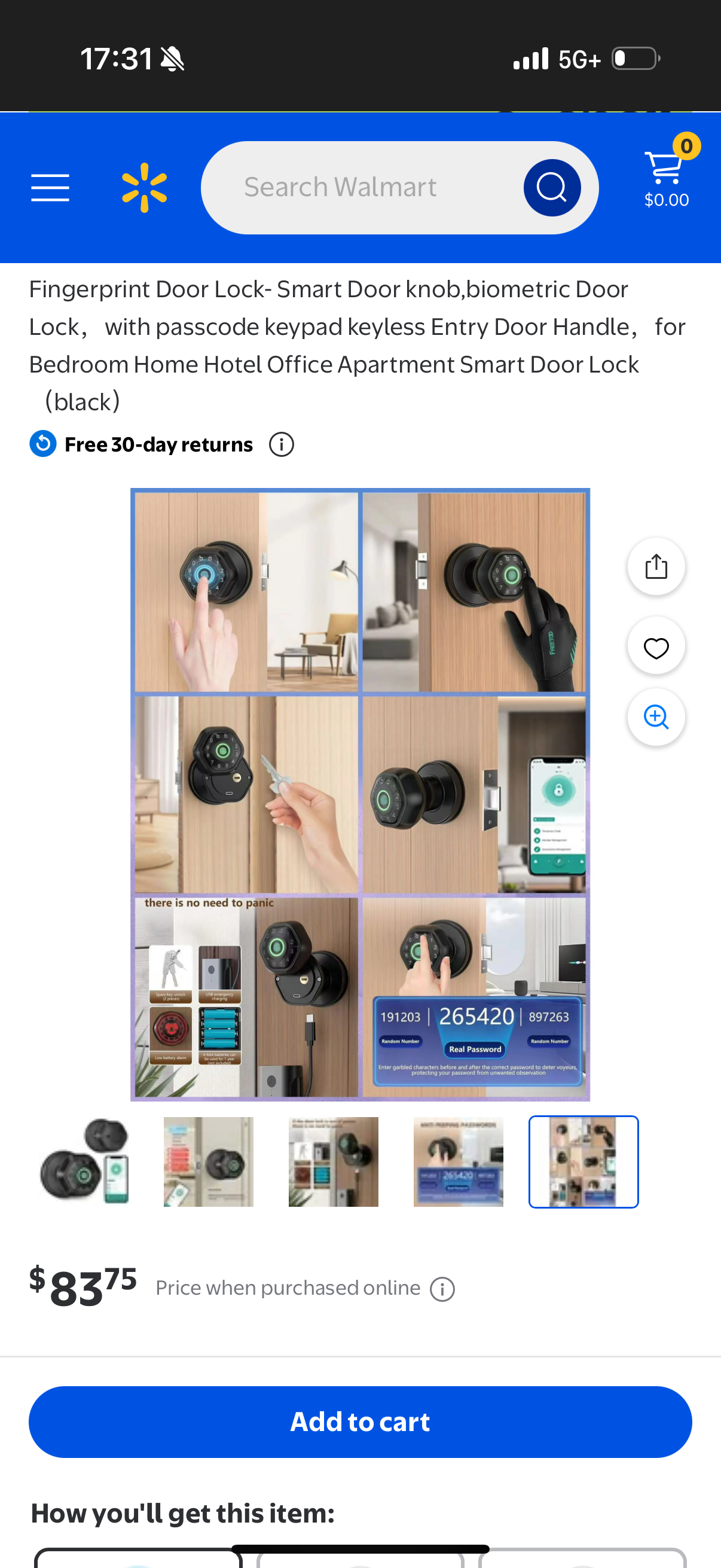 Fingerprint Door Lock- Smart Door knob,biometric Door Lock，with passcode keypad keyless Entry Door Handle，for Bedroom Home Hotel Office Apartment Smart Door Lock (black）