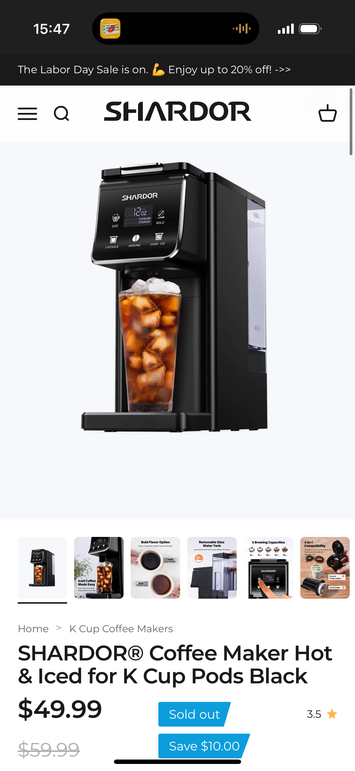 Coffee Maker Hot & Iced for K Cup Pods Black