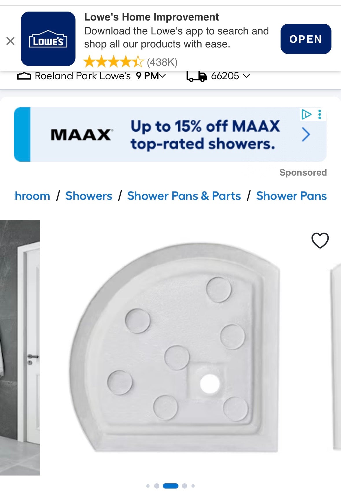 OVE 33”x33”x 4” Corner Shower Base with Standard Drain 15SBU -BEE233-WHTAC (B1214)