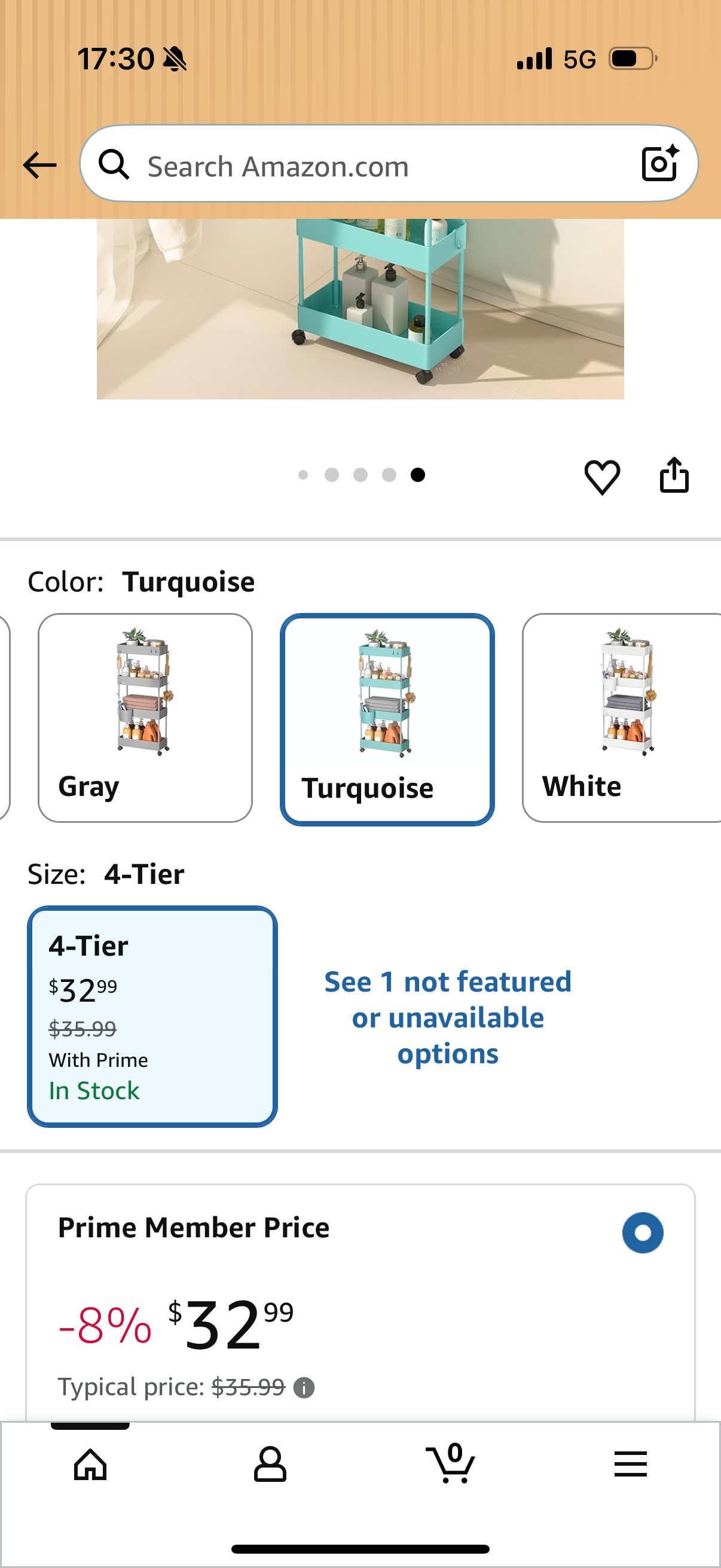 Pipishell Slim Storage Cart with Wheels, 4 Tier Bathroom Storage Organizer Rolling Utility Cart for Bathroom Kitchen Laundry Room Office Narrow Place (Turquoise)