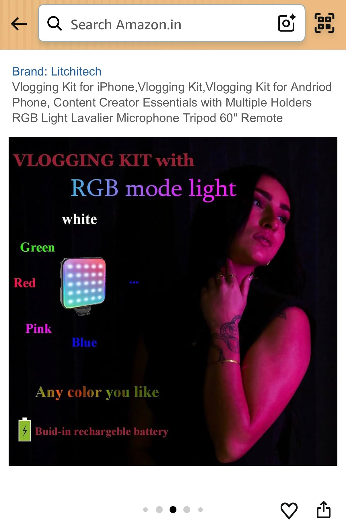 Vlogging Kit for iPhone,Vlogging Kit, Vlogging Kit for Andriod Phone, Content Creator Essentials with Multiple Holders RGB Light Lavalier Microphone Tripod 60" Remote