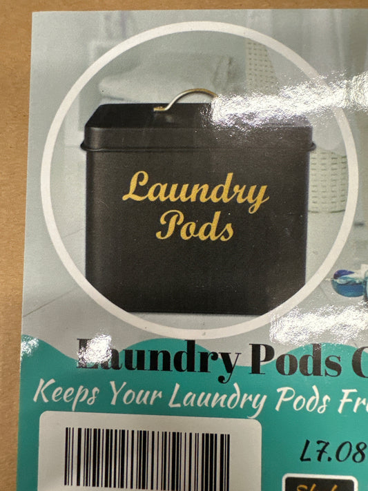 Laundry Pods Container with Lid - Farmhouse Laundry Pod Holder for Laundry Room, Black Laundry Pods Storage Container for Laundry Room Décor and Organization