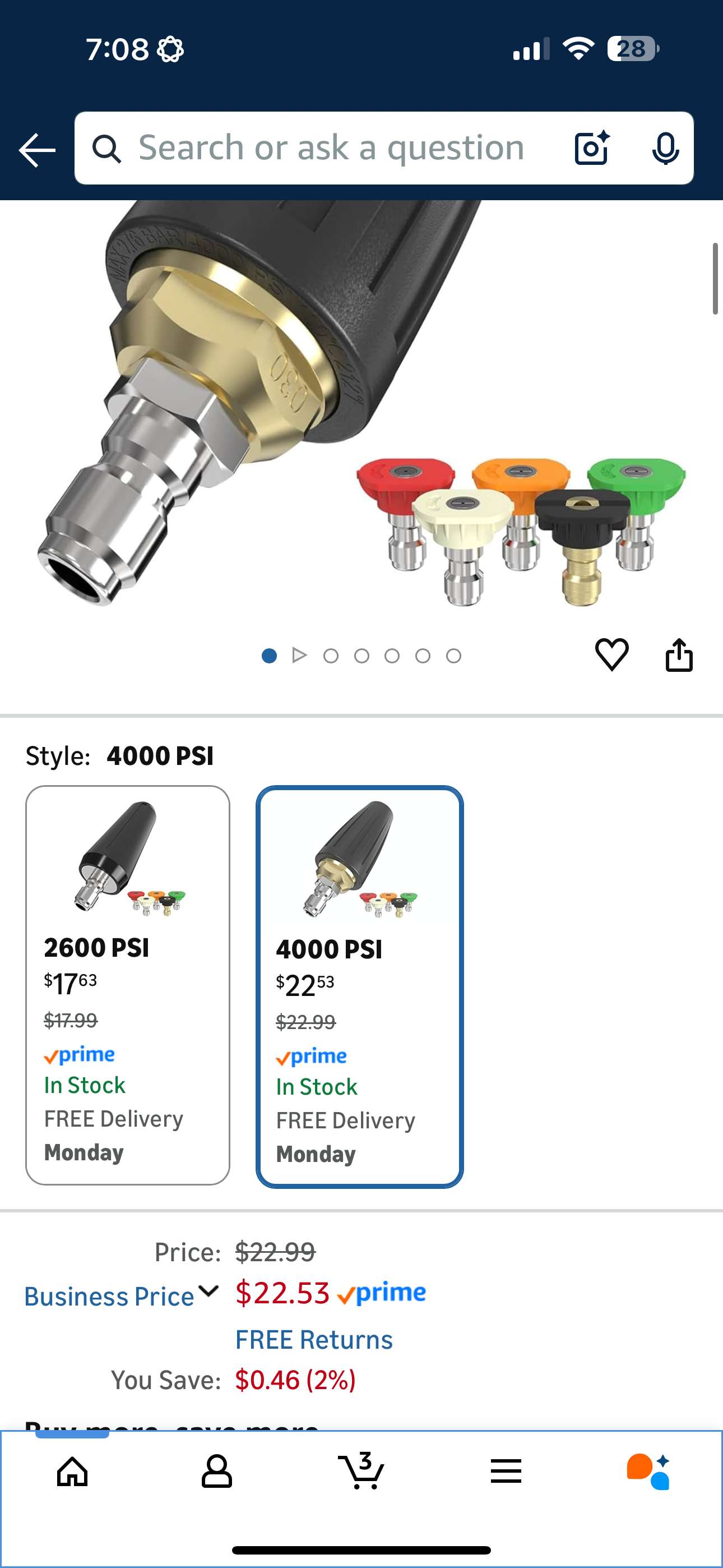 Pressure Washer Tips Turbo Nozzle, Max 4000 PSI 360°Rotating Power Washer Nozzles with 1/4" Quick Connect, 5 Spray Nozzle Tips for Cleaning Brick, Concrete, 4.0 GPM 4.0 Orifice