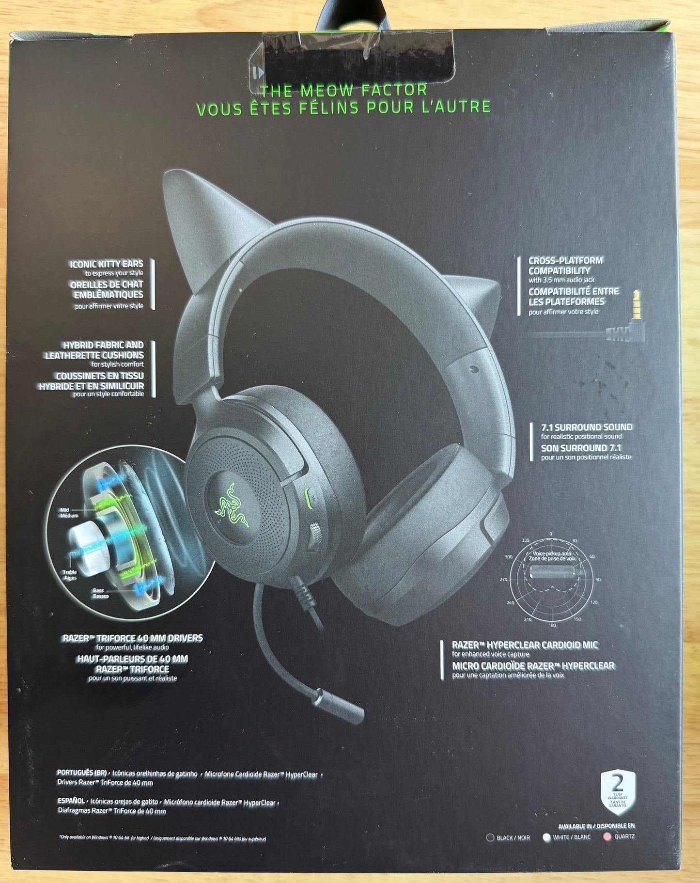 Razer Kraken Kitty V3 X Wired Gaming Headset: Kitty Ears - HyperClear Cardioid Mic - 40 mm Drivers - 7.1 Surround Sound - Comfy Ear Cushions - Cross-Platform via 3.5mm PC, PS5, Xbox, Switch 2 - Black