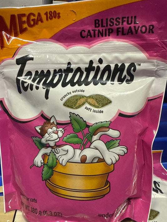 2 packets Temptations Cat Treats Blissful Catnip Flavor, 6.3 oz. Pouch