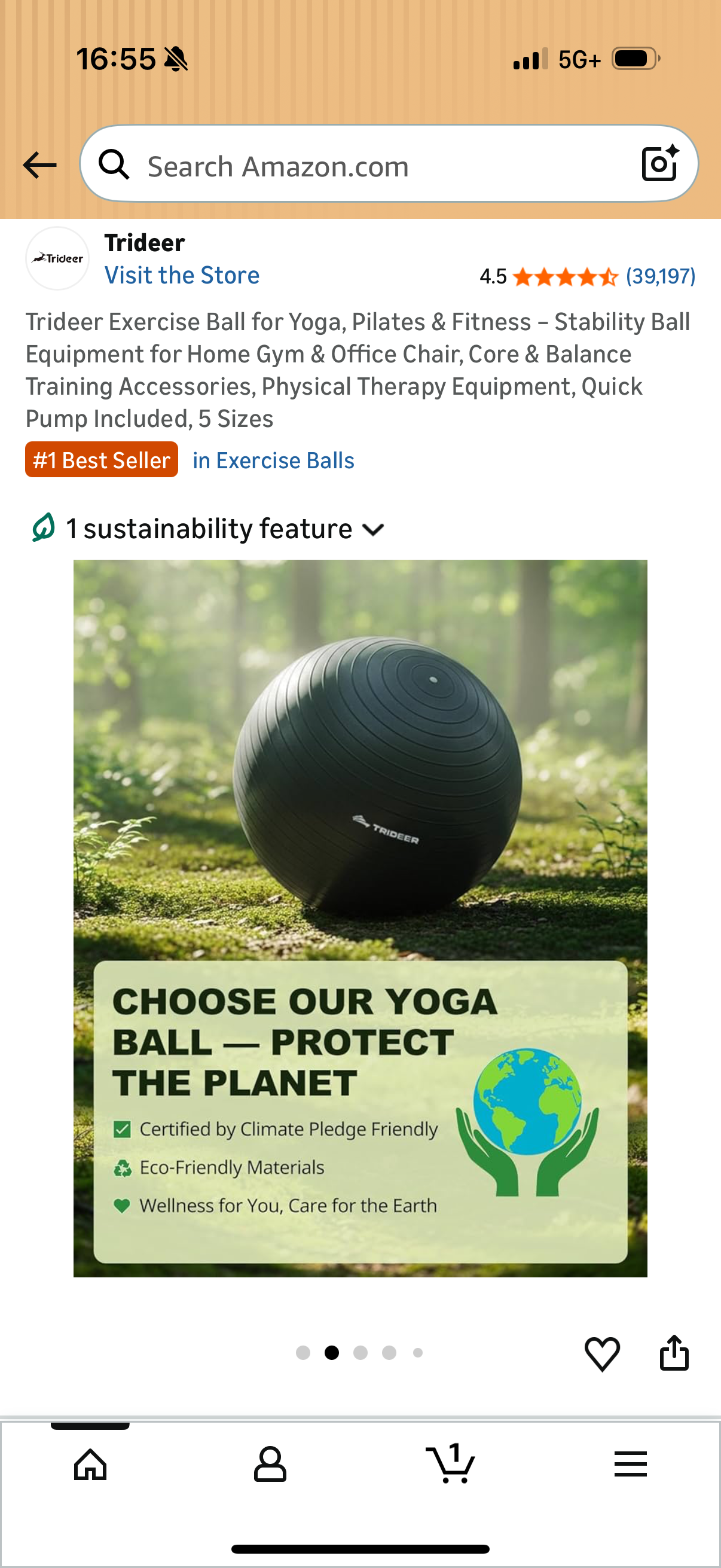Trideer Exercise Ball for Yoga, Pilates & Fitness – Stability Ball Equipment for Home Gym & Office Chair, Core & Balance Training Accessories, Physical Therapy Equipment, Quick Pump Included, 65cm