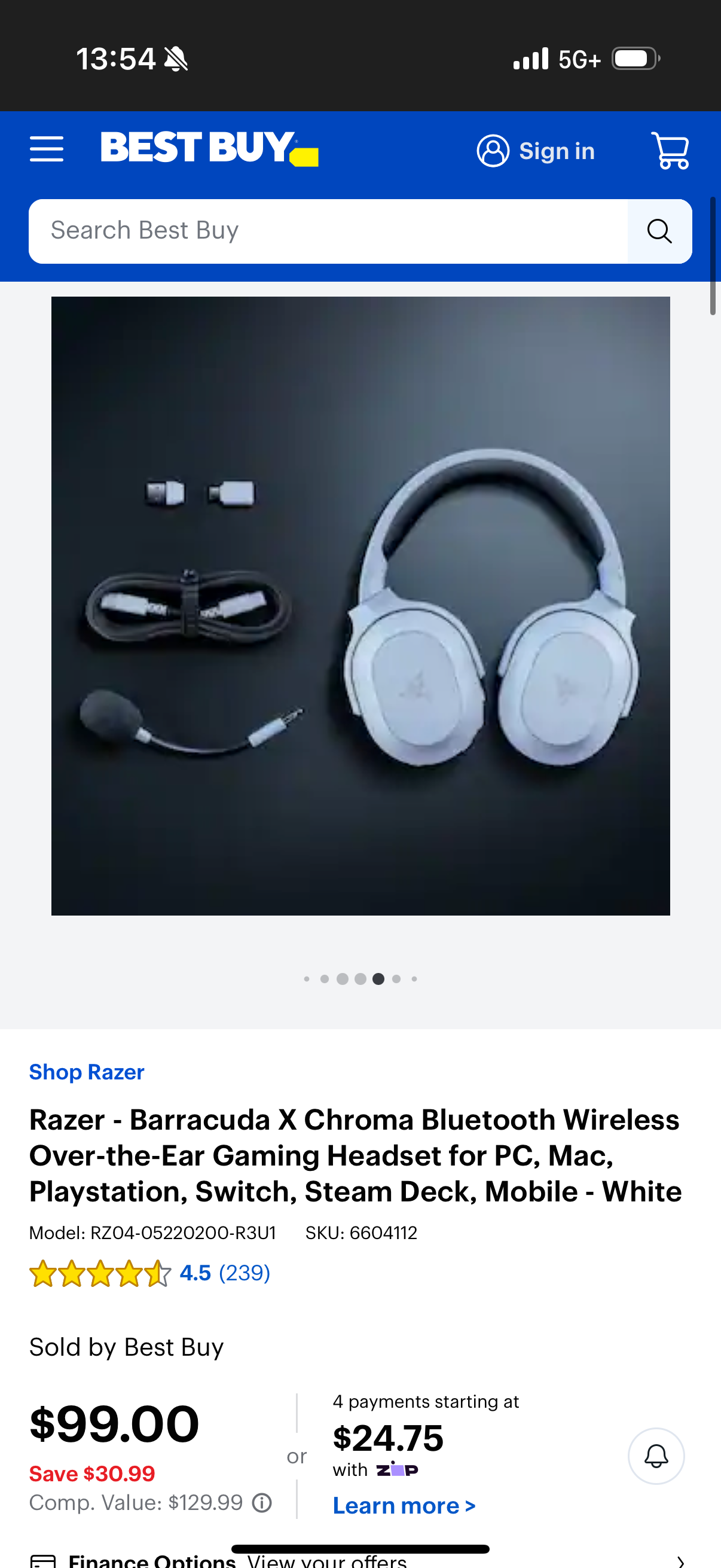 Razer - Barracuda X Chroma Bluetooth Wireless Over-the-Ear Gaming Headset for PC, Mac, Playstation, Switch, Steam Deck, Mobile - White