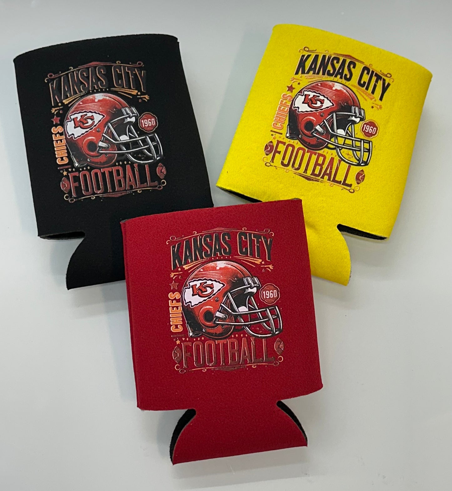 3-Pack Kansas City Football 1960 Koozies (Black, Red, Gold)