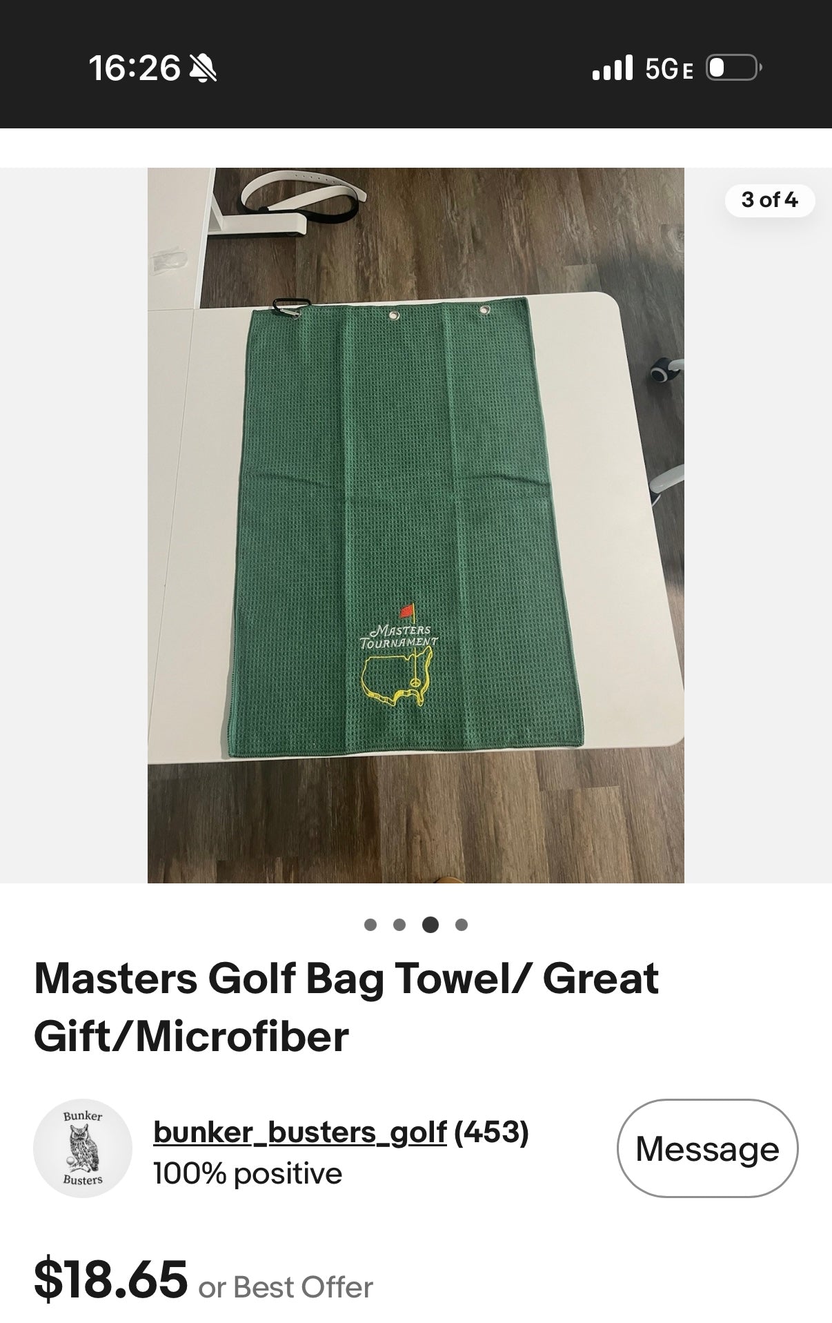 Masters Golf Bag Towel/ Great Gift/Microfiber