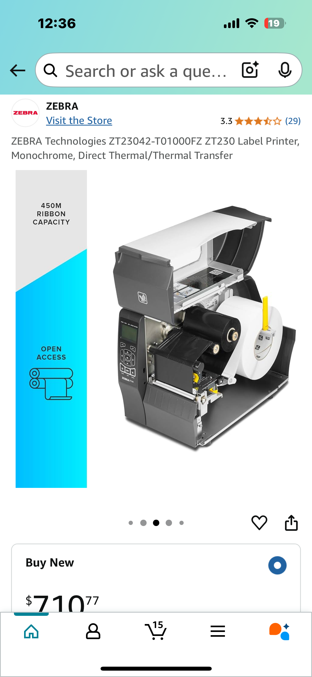 ZEBRA Technologies ZT230 Label Printer, Monochrome, Direct Thermal/Thermal Transfer (O367)