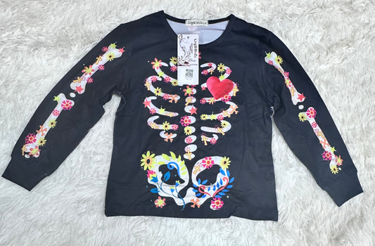 LQSZ Girl's Pajamas, Skeleton Patterned Sleepwear (Size 5-6YR)