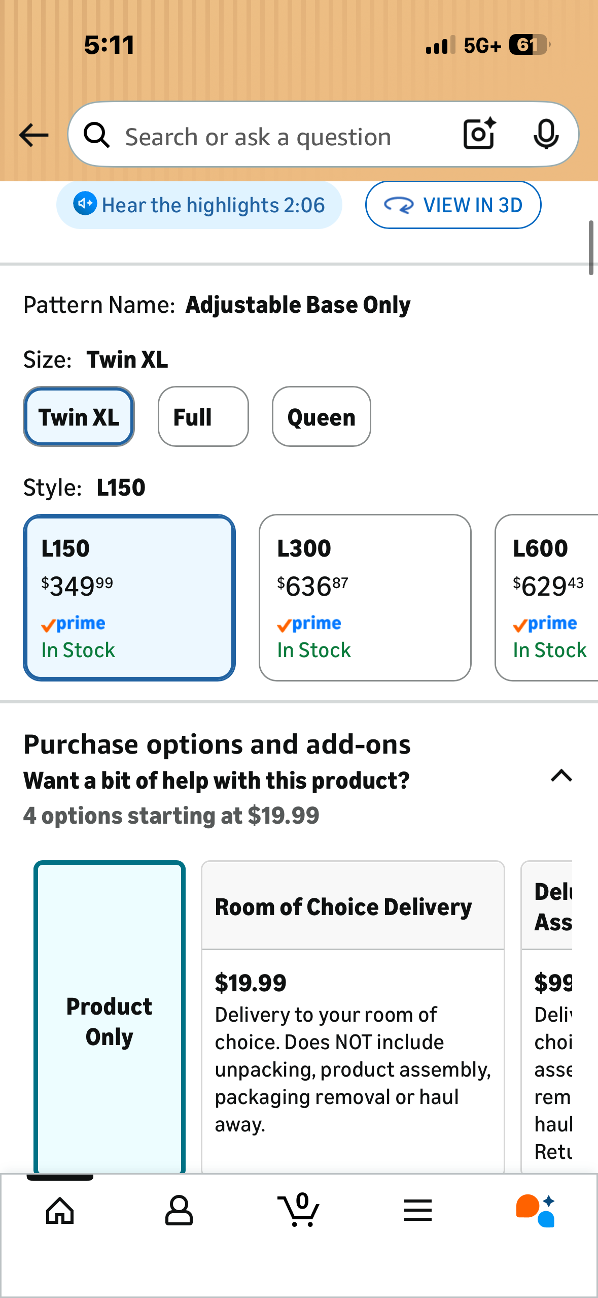 Lucid L150 Adjustable Base - Bed Frame with Head and Foot Incline - Wireless Remote Control - Premium Quiet Motor, Twin XL size, Charcoal (B1231)