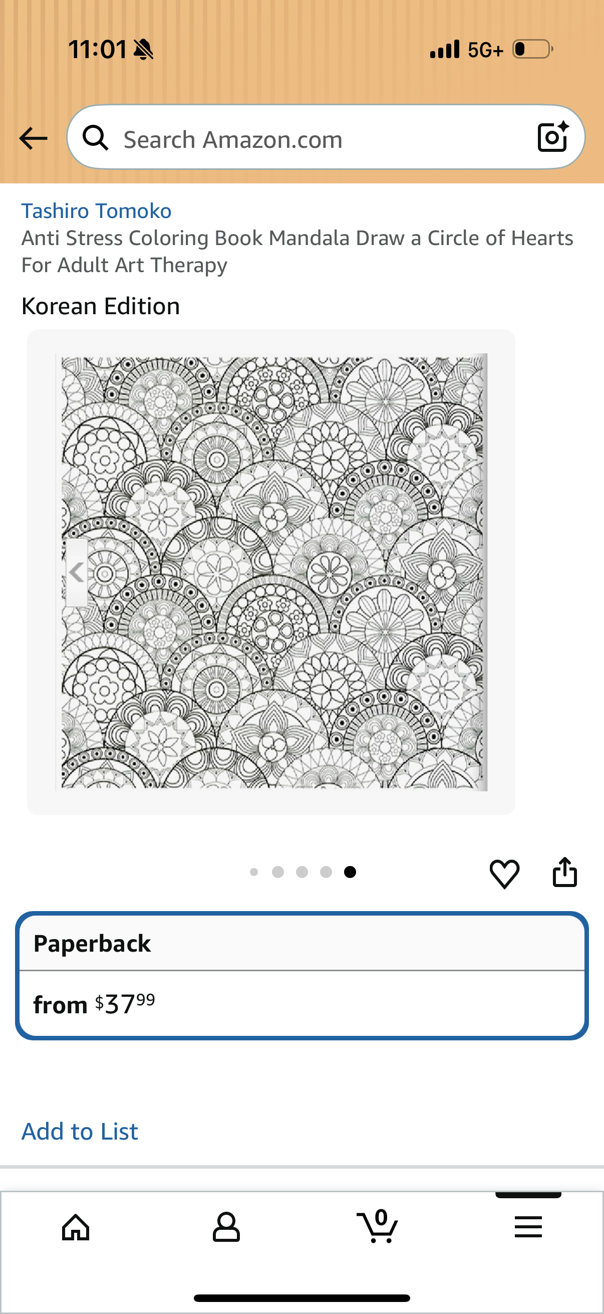 Tashiro Tomoko Anti Stress Coloring Book Mandala Draw a Circle of Hearts For Adult Art Therapy Korean Edition