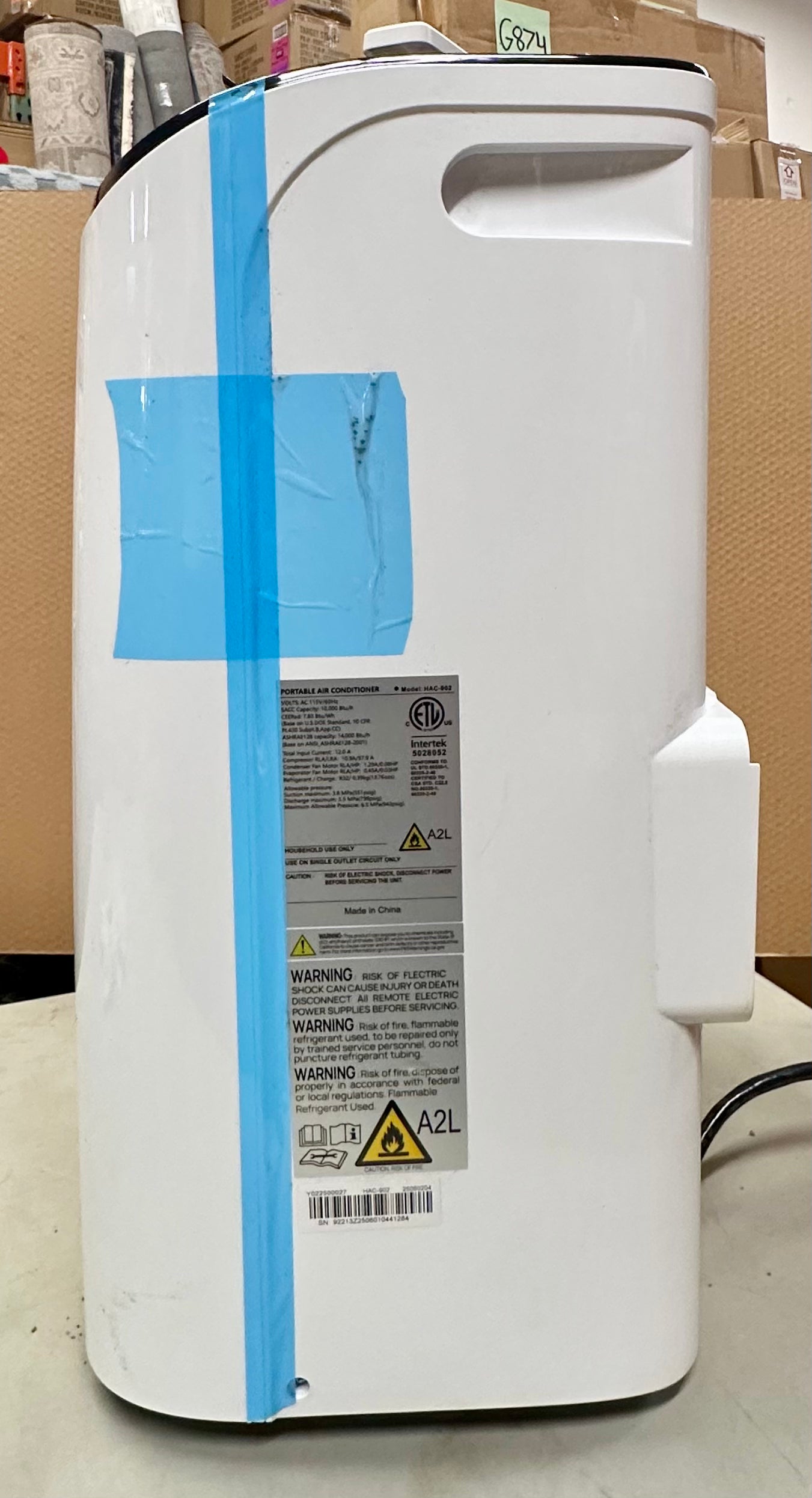 14,000 BTU Portable Air Conditioner, Cools Up to 700 Sq.Ft, Auto-Evaporation, Low Noise Portable AC Unit with Remote Control, for Home, Office, Garage, White (R705)