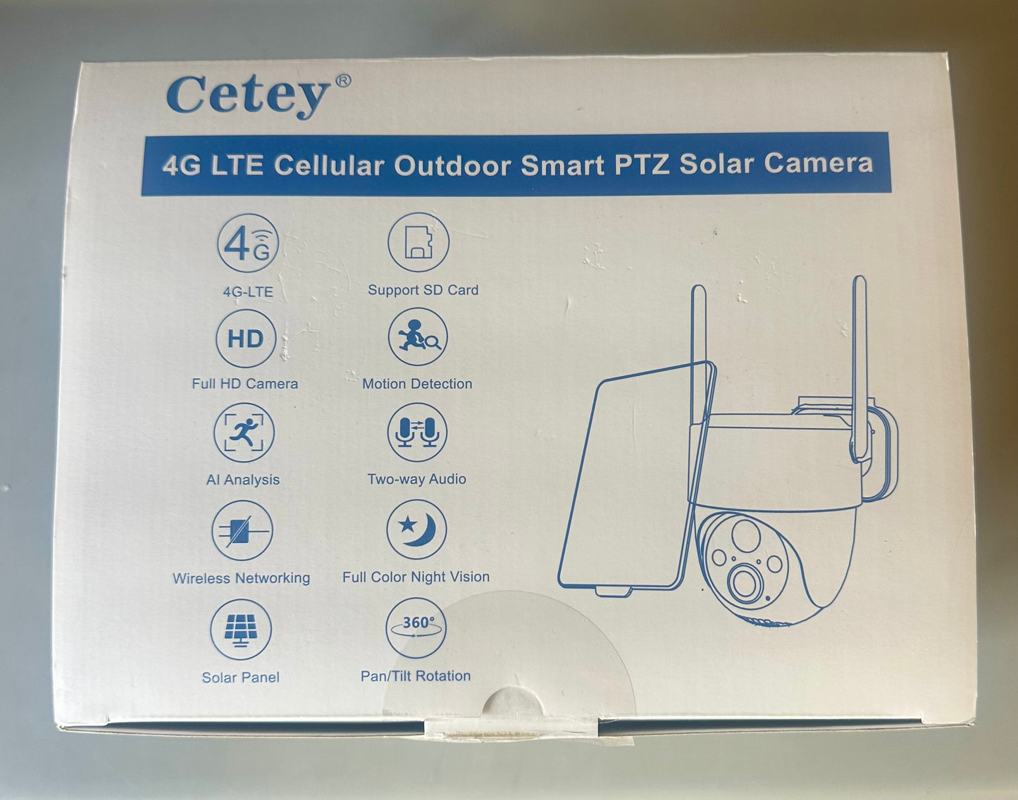 CETEY 4G LTE CELLULAR SOLAR SECURITY CAMERA WIRELESS OUTDOOR -black