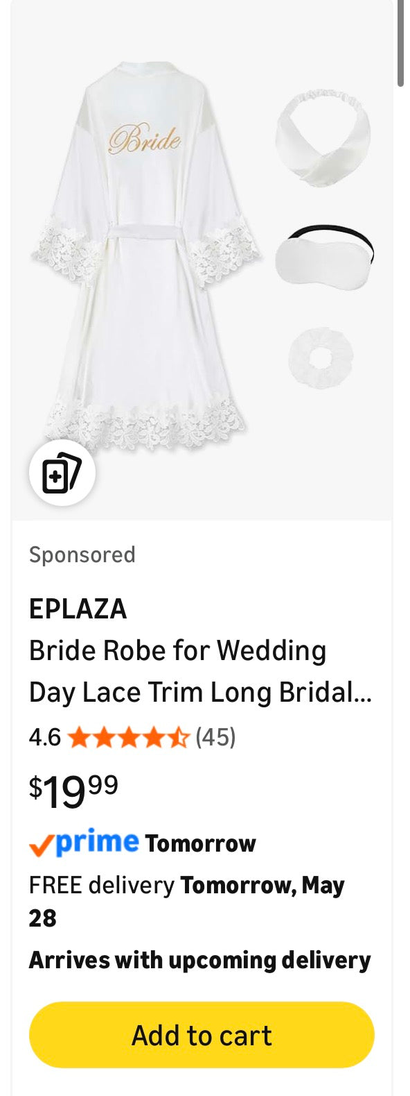 EPLAZA Bride Robe for Wedding Day Women Silk Robe Bride Bridesmaid Robes Tasseled Lace Satin Bathrobe for Bridal Shower Gifts (Size Large/X-Large)