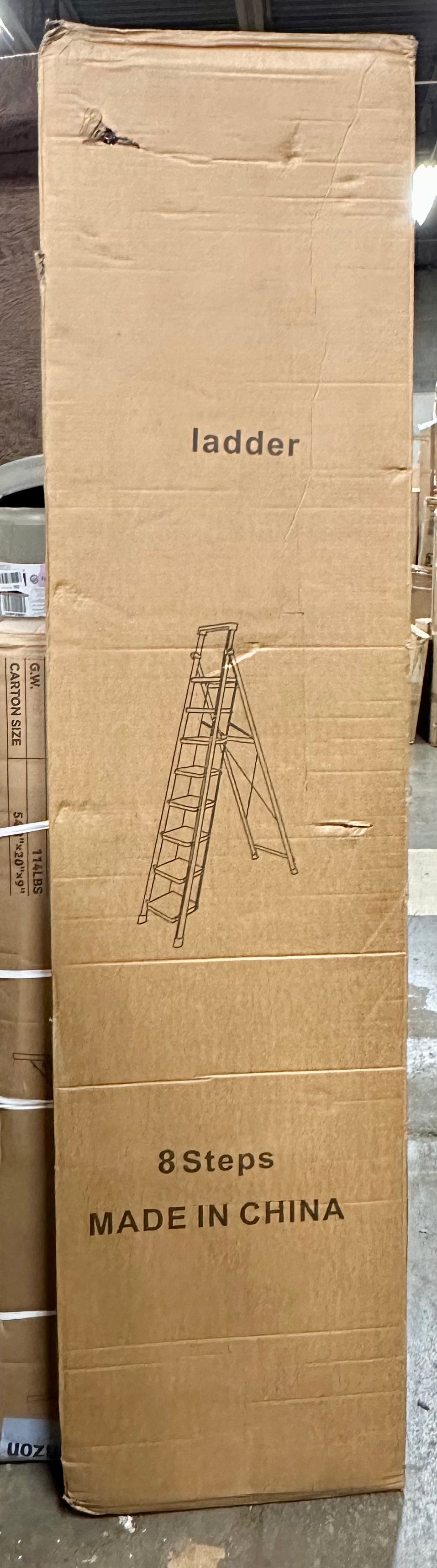 8 Step Ladder, Supports 330lbs Capacity, Folding Step Stool with Anti-Slip Wide Pedal, Anti-Slip Feet, Sturdy Steel Construction, Steel Ladder for Painting, Garden,Office,Garage (G921)