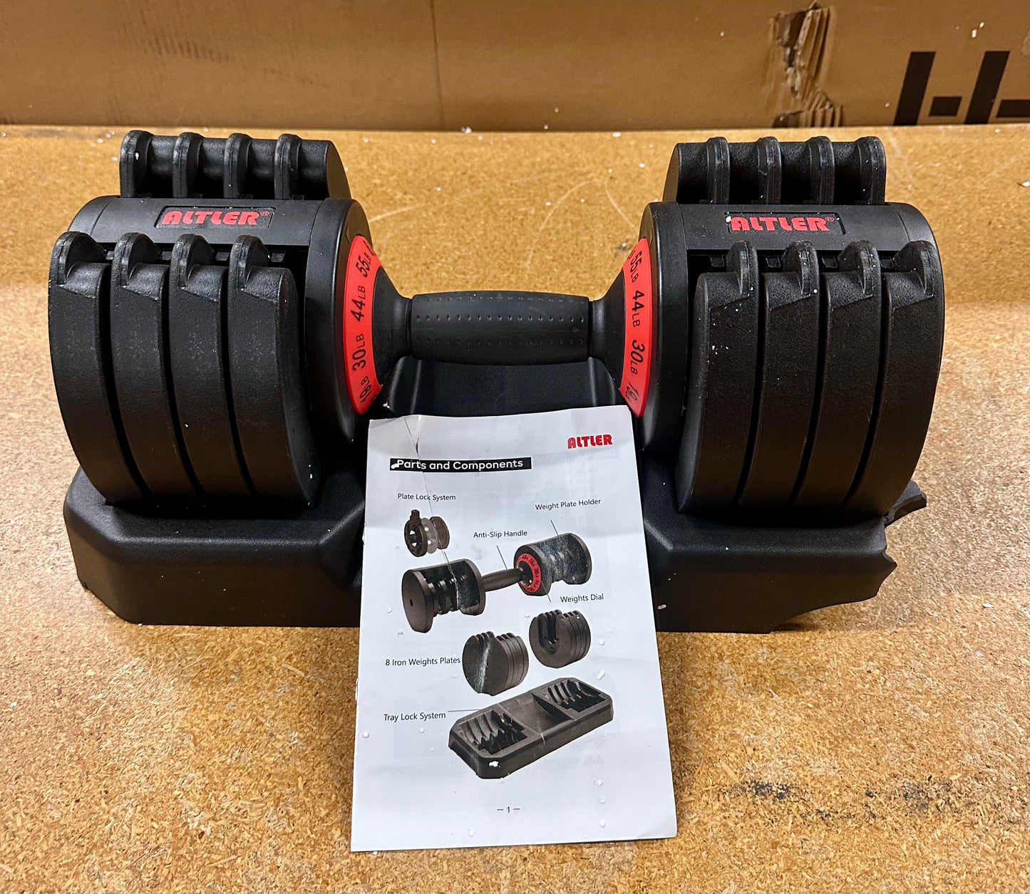 ALTLER Adjustable Dumbbell, 55LB Dumbbell Set with Tray for Strength Training Fitness (W496)