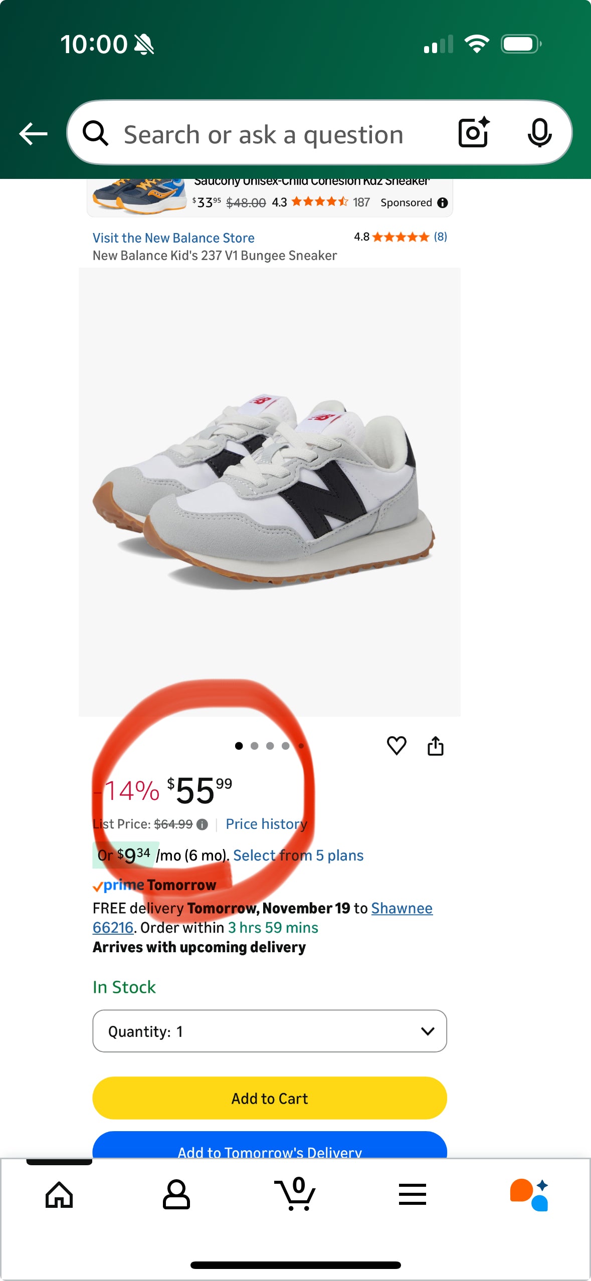 New Balance Kids 237 V1 Lace-up Sneaker (Size US Boys 6, Medium Width)