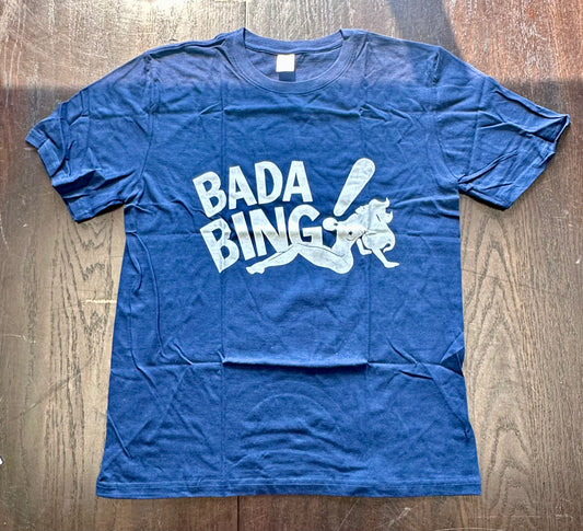 Bada Bing Sopranos TV Show Fan Graphic Short Sleeve Unisex T-Shirt, Navy (Size Small)