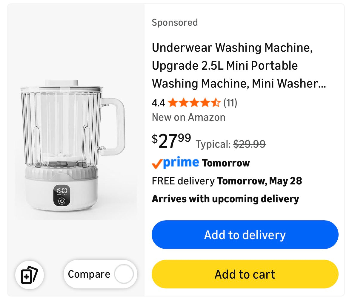 Portable Washing Machine,Wireless Mini Washer Deeply Cleans Small Laundry Items, Socks, Underwear, Baby Clothes,Small Washer Is Suitable for Solo Living, Apartments, Hotels, Travel, And Camping