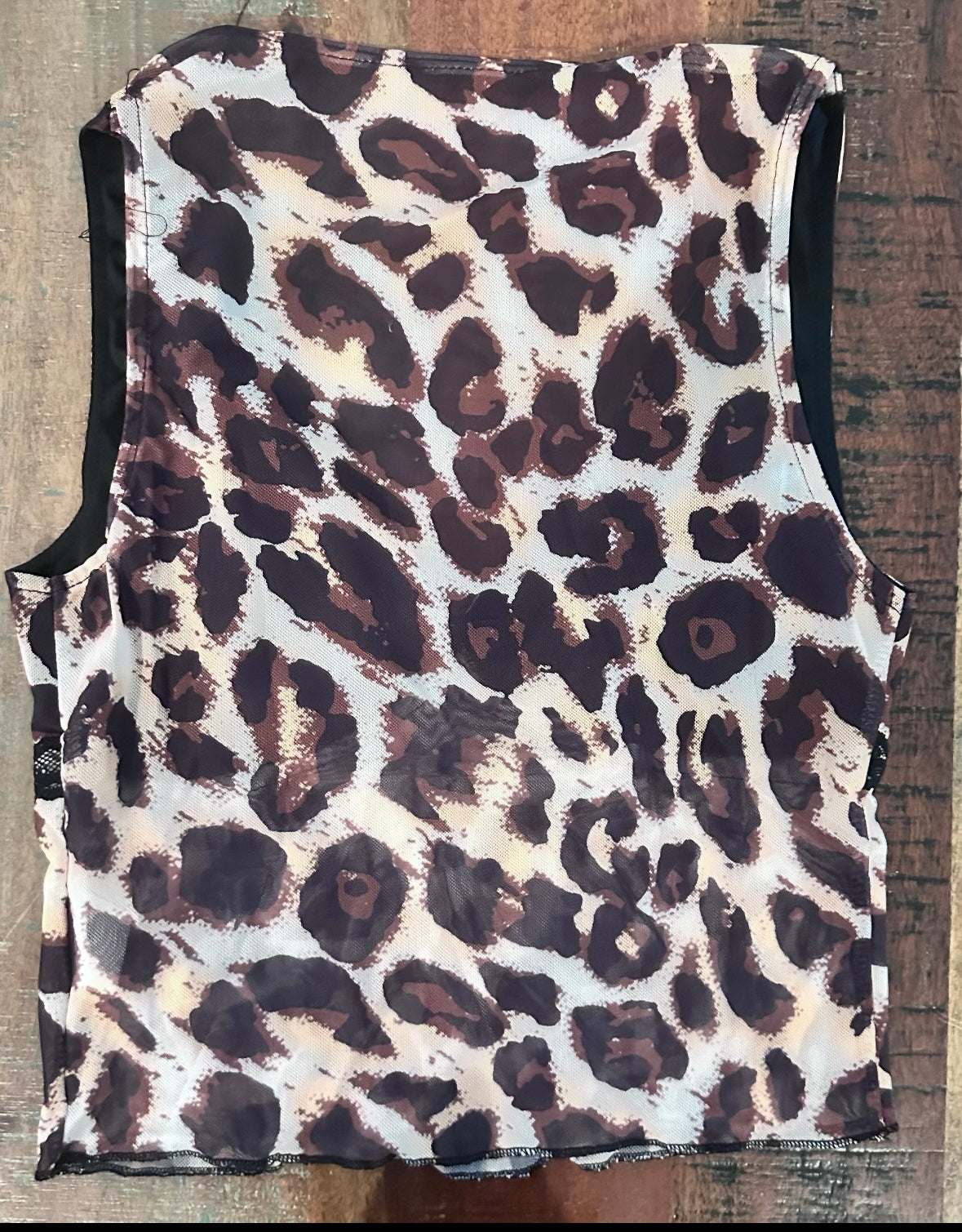 Women's Leopard Print Lace Trim Crop Top, VNeck Sleeveless Summer Tank Top (Size Small)
