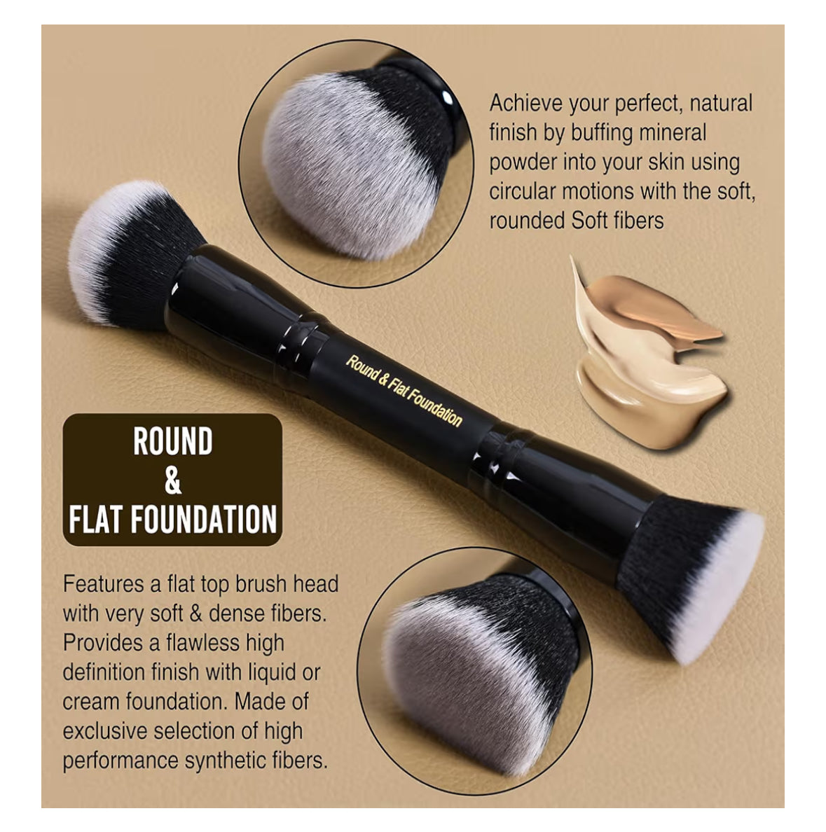 Round and Flat Foundation Brush Dual End
