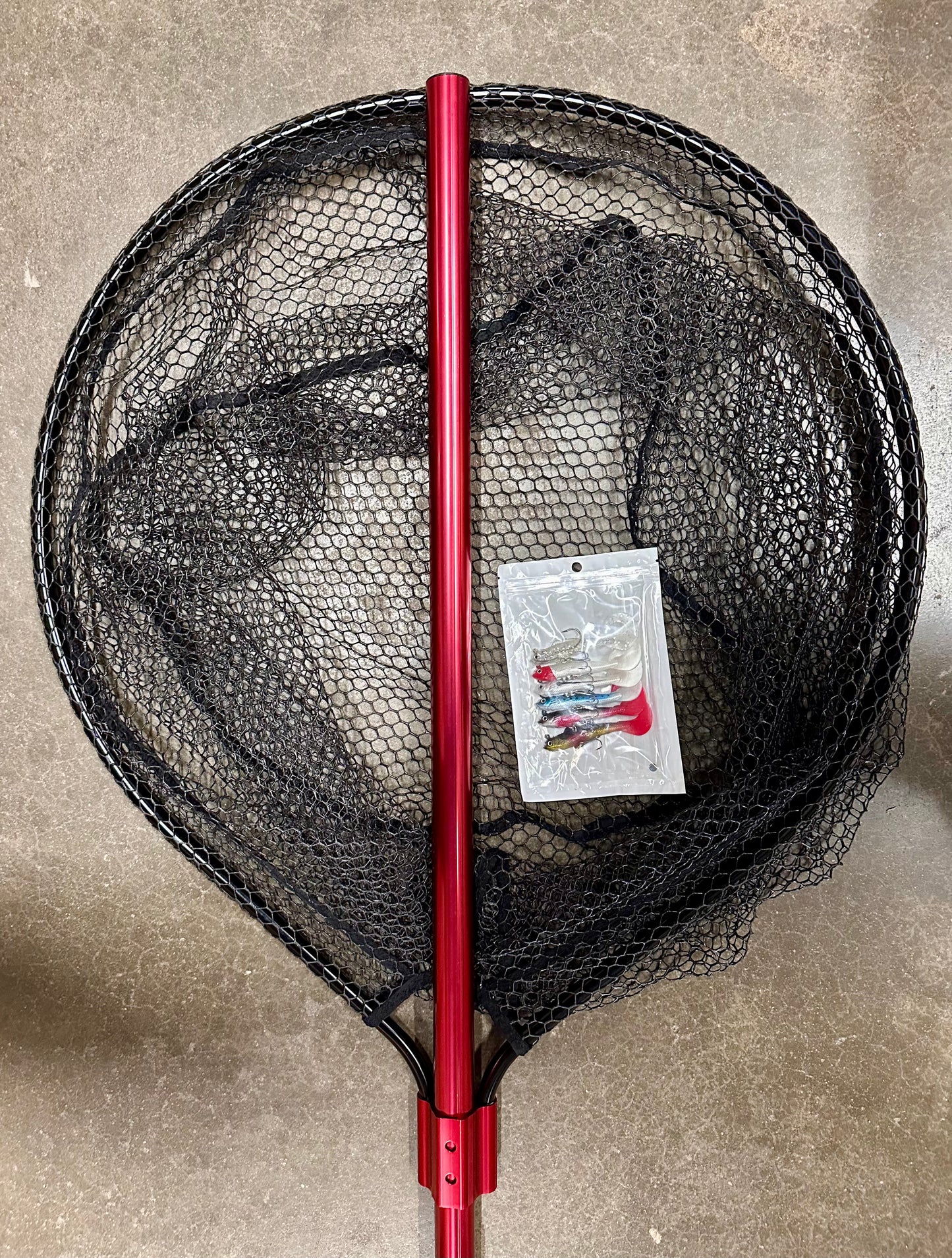 Heavy Duty Extra Large Aluminum Telescoping Landing Net - Saltwater Fishing Net with 6pcs Soft Jig Swimbait, Extends to 72-94in (W493)