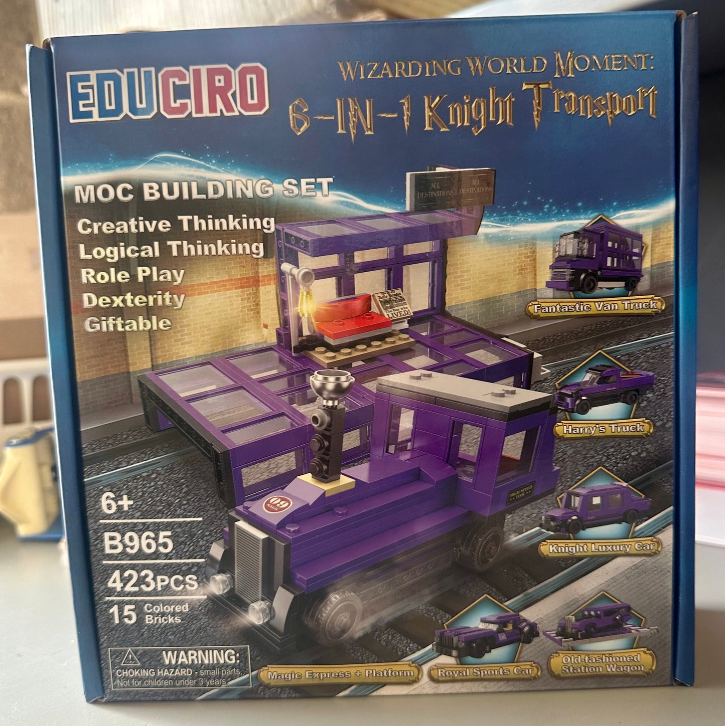 Educiro Harry Potter World 6 in 1 - Toy Car Building Set for Boys and Girls Ages 6-12 (423 Pieces)