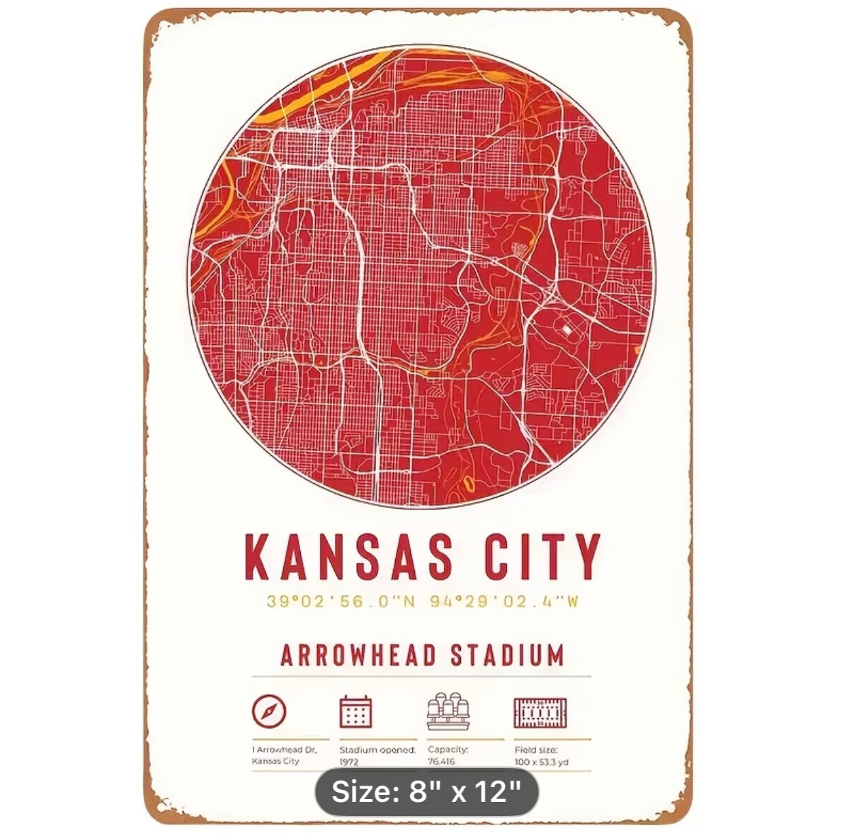 Arrowhead Stadium Metal 7x11inches