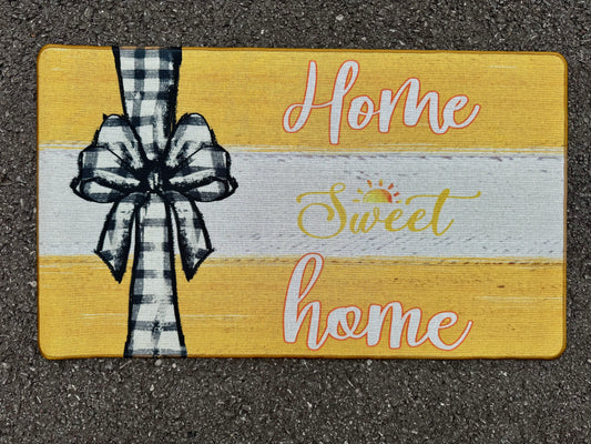 ETYZE Bow Rug, Welcome Mat Plaid Bow Front Door Mat Outdoor Indoor Entrance Doormat, Sweet Home Kitchen Mat Yellow Doormat, Gifts for Women, 30x17 Inch