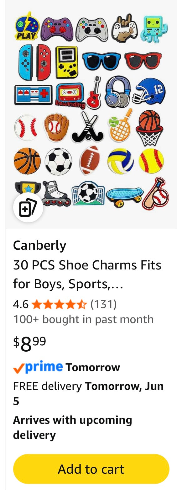30pcs Basketball Shoes Charms for Boys, Unduplicated for Gift Decor PVC Sports for Teens Man Party Favors