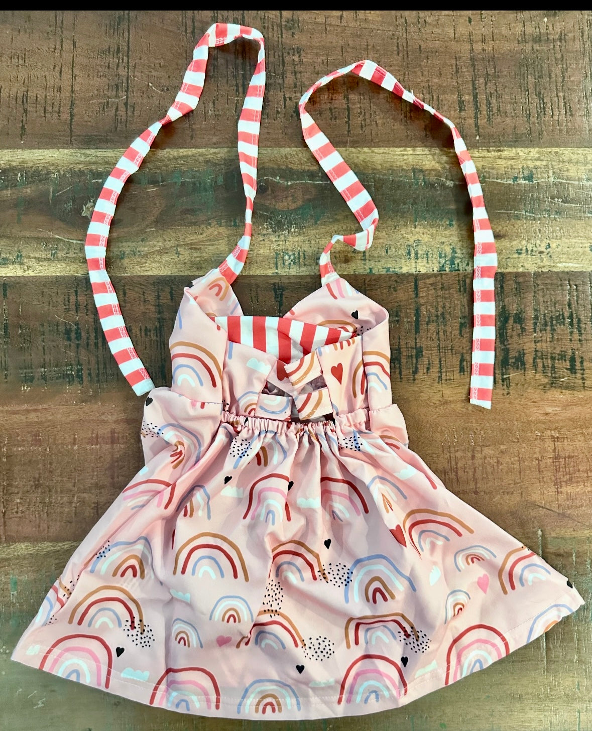 Toddler Baby Girls Summer Skirt Rainbow Print SleevelessStrap Backless Dress (Size 12-18 Months)