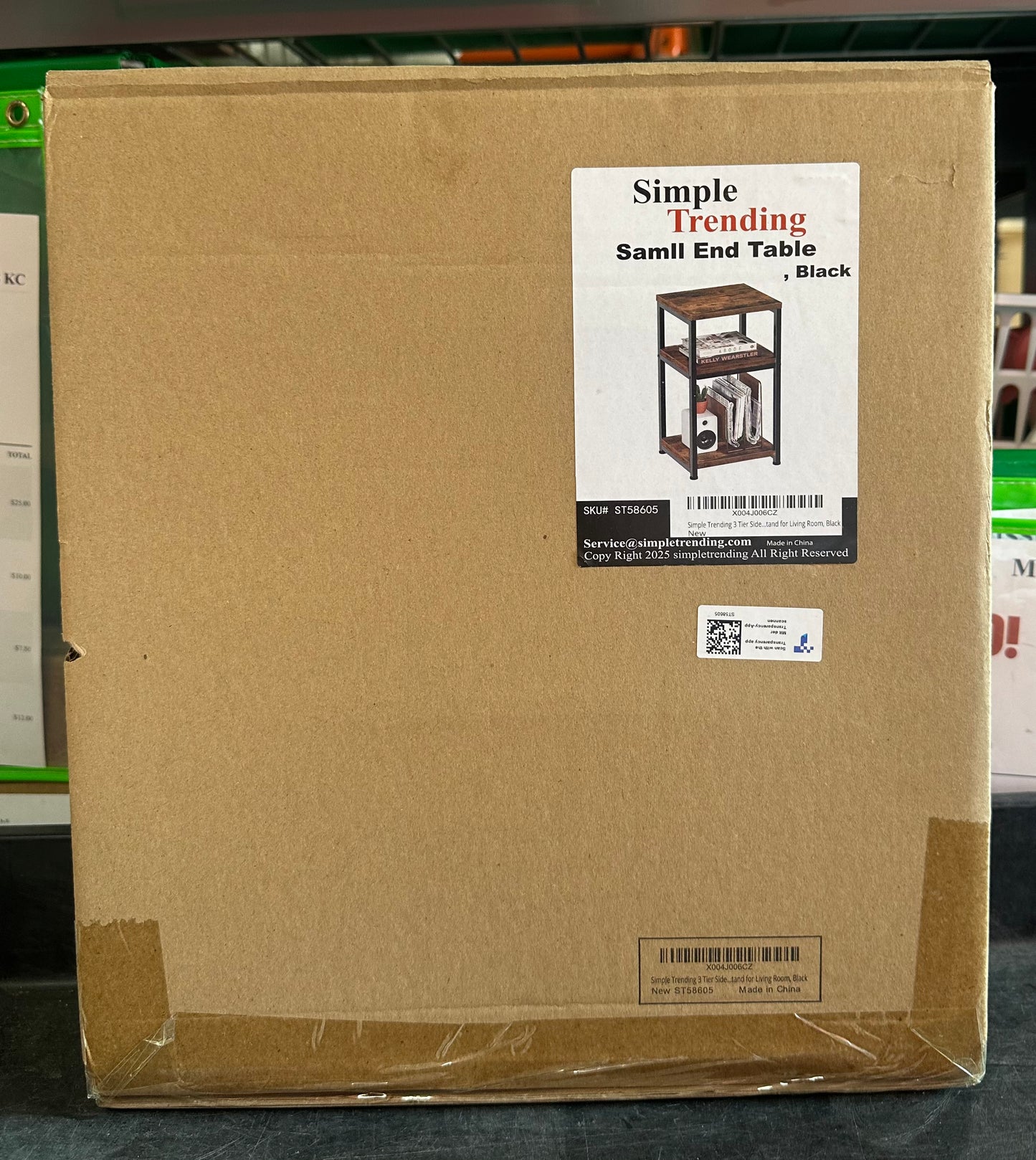 Simple Trending Side Table, End Table Night Stand, 3 Tiers Shelf for Living Room, Rustic Brown