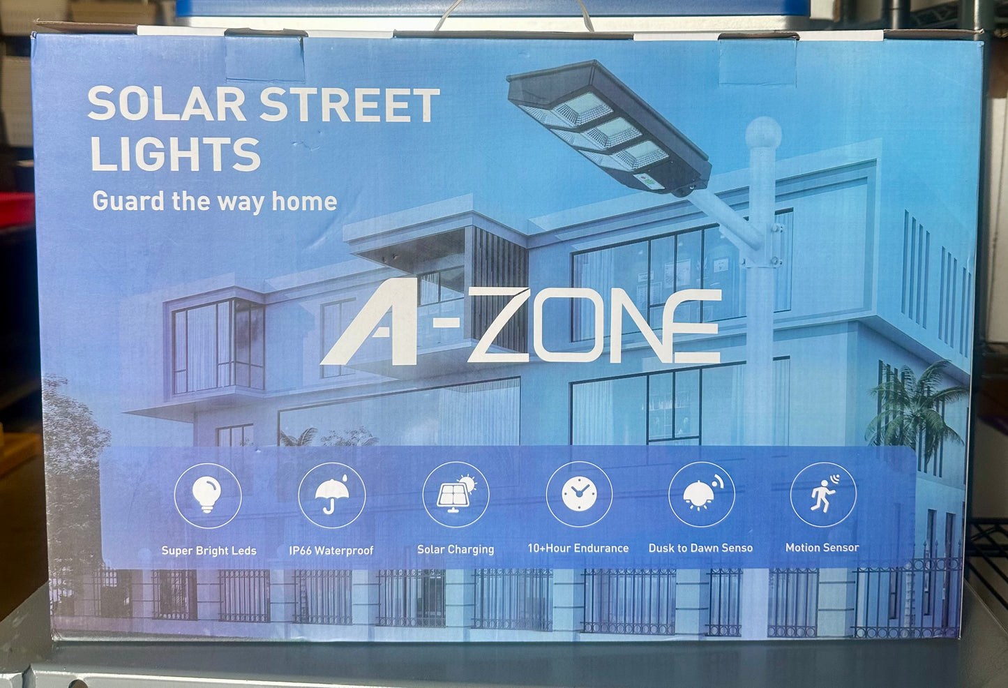 A-ZONE 300W Solar Street Lights Outdoor Waterproof, 6500K 30000LM Outdoor LED Street Light Dusk to Dawn, LED Wide Angle Lamp with Motion Sensor and Remote Control, for Parking Lot, Yard, etc.