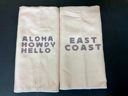 JWVK Coastal Kitchen Towels Set of 2, East Coast Aloha Howdy Hello Decorative Hand Towels for Bathroom, Preppy Beach Blue Dish Towels for Kitchen, Beach Bathroom Decor, 16x24 Inch