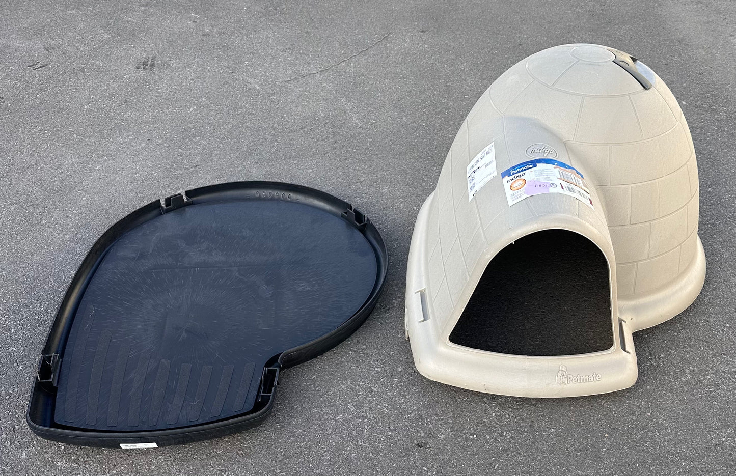 Petmate Large Dog House Outdoor Weatherproof - Indigo Igloo Dog House, Made in USA, for Large Dogs 50 to 90 pounds, TAUPE/BLACK (R742)