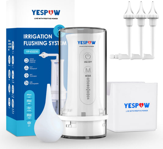 Ear Irrigation Flushing System - USB-Rechargeable Electric Ear Cleaner with 5 Modes for Effectively Ear Cleaning, IPX7 Waterproof Earwax Removal Kit for Adults and Kids