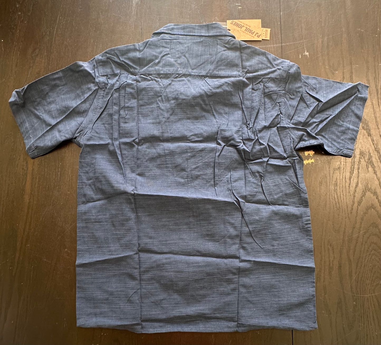 PJ PAUL JONES Men’s Short Sleeve Button Down Shirt, Summer Beach Untuckit Cotton Shirt with Pocket, Navy (Size Small)