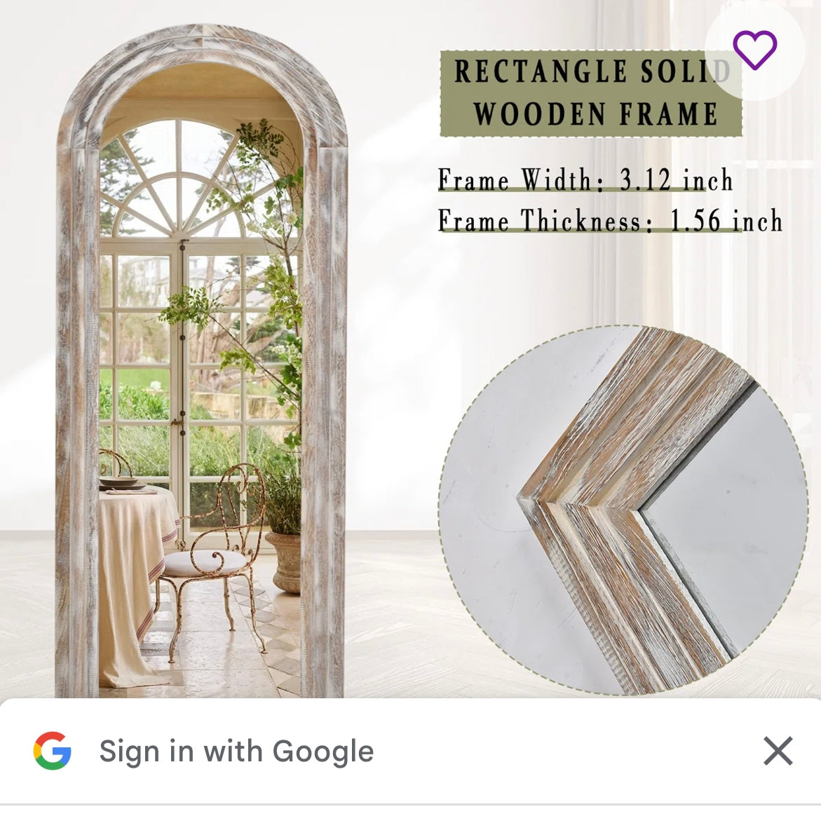 CASSILANDO Full Length  Arched Mirror, 65"x24" Wood Full Length Distressed Floor Mirror for Living Room, Bedroom, Entrance (Weathering White) (M458)